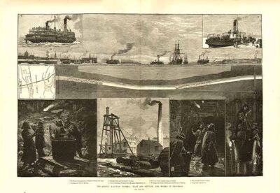 The Mersey Railway Tunnel :  Plan and Section and works in progress