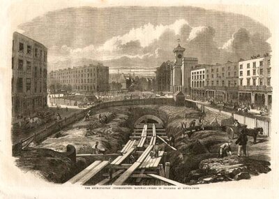 The Metropolitan underground Railway  -  Works in progress at King's Cross