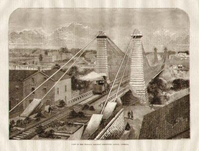 View of the Niagra Railway Suspension Bridge Anerica