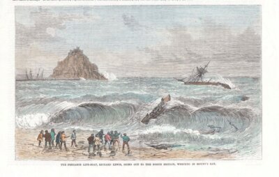 The Penzance Life Boat, Richard Lewis, going out to the North Britain, wrecked in Mount's Bay.
