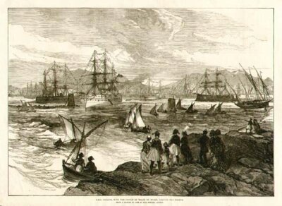 HMS Serapis with The Prince of Wales on board leaving Piraeus