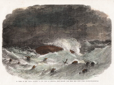 The Wreck of the Royal Charter on the coast of Anglesey near Moelfre five miles from Point Lynas Lighthouse