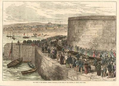 The Wreck of the Sciller  :  Funeral Procession at the Burial of the drowned St Mary's Scilly Isles 