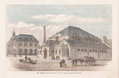 The Working Men's Institute and New Baths Barrow - in - Furness  (antique print)