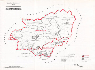 Boundary Commission Map of Carmarthen 1917.