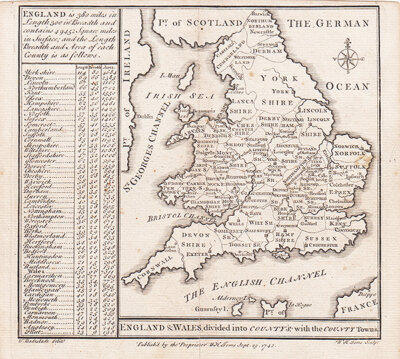 Badeslade & Toms - England & Wales divided into County's with County Towns 
