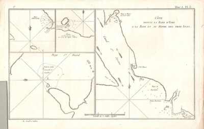 Antique Map Magellan Straits, Punta Arenas Chile 