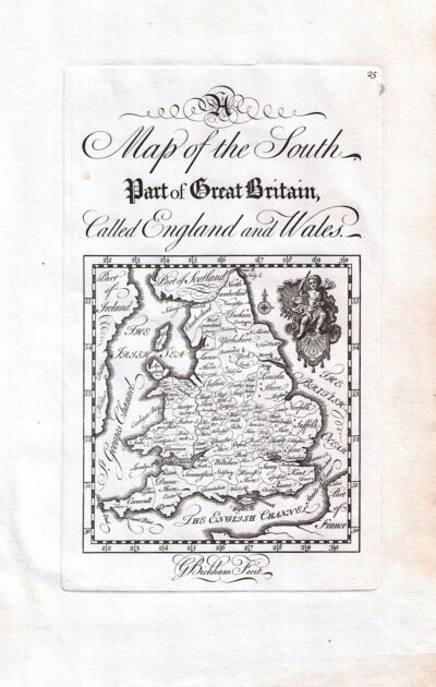  G. Bickham - A Map of the South Part of Great Britain, called England and Wales 