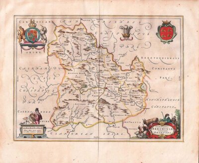 Johannes Blaeu - Comitatus Brechiniae Brecknoke 