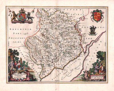 Johannes Blaeu - Monumethensis Comitatus Vernacule Monmouth Shire