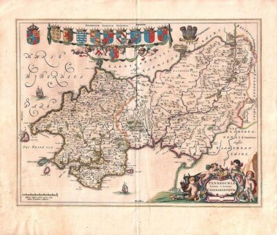 Johanes Blaeu - Penbrochia Comitatus et Comitatus Caermaridunum