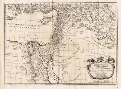 Palestinae Seu Terrae Promissionis in duo de cim Tribus Partitae Facies Antiqua 