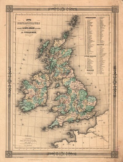  Iles Britanniques Dressees d'apres La Carte Anglaise de Wild par A. Vuillemin, Geographe. 