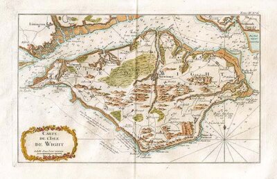 Carte de I'Isle de Wight  -  JN Bellin 