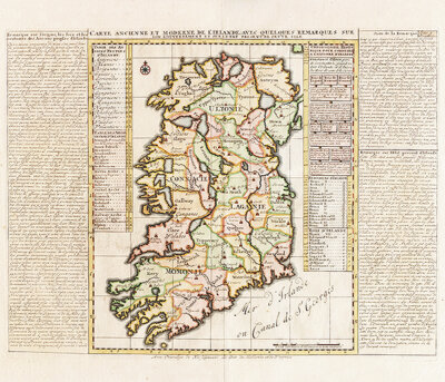 Henri Abraham Chatelain  -   Carte ancienne et moderne de l'Irlande avec quelques remarques sur son gouvernement et sur l'etat present de cette isle