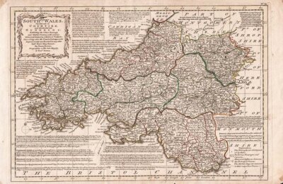 Emanuel Bowen & Thomas Bowen  -  South Wales Subdivided into its Hundreds;