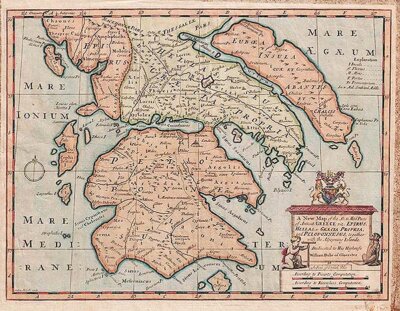 A New Map of the So and Mid Parts of Antient Greece - Edward Wells  
