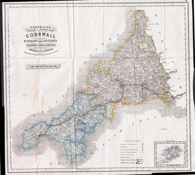 Cruchley's Railway & Telegraphic Map of Cornwall.... 