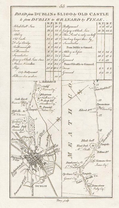 George Taylor and Andrew Skinner - Road from Dublin to Sligo by Old Castle & from Dublin to Granard by Finae