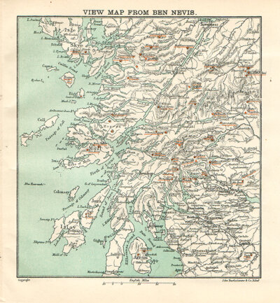View Map from Ben Nevis  -  John Bartholomew