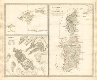 Balearic Islands Corsica and Sardinia and Valetta Malta