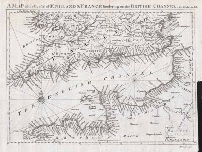 A Map of the Coasts of England & France bordering on the British Channel.