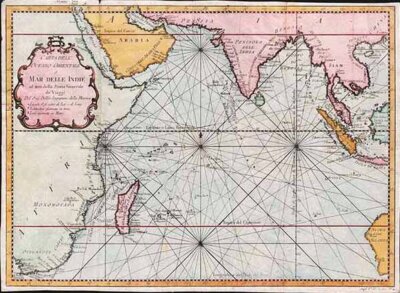 Cartadell' Oceano Orientale Mar Delle Indie ad uso della Storia Generale de' Viaggi Jacques Nicolas Bellin