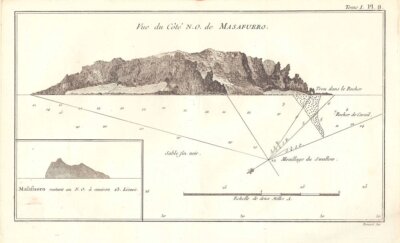 Vue du Cote N. O. de Masafuero.  (Alejandro Selkirk Island)