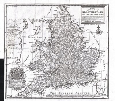 Herman Moll - Map of ye South Part of Great Britain called England and Wales.