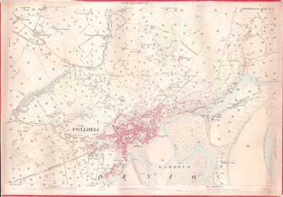 Pwllheli - Ordnance Survey Map. First Edition.  (antique Map)
