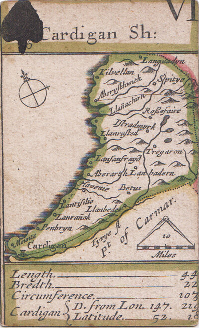 Playing Card Map - Robert Morden Cardiganshiere