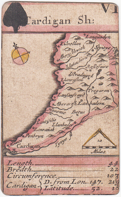 Playing Card Map - Robert Morden Cardiganshire