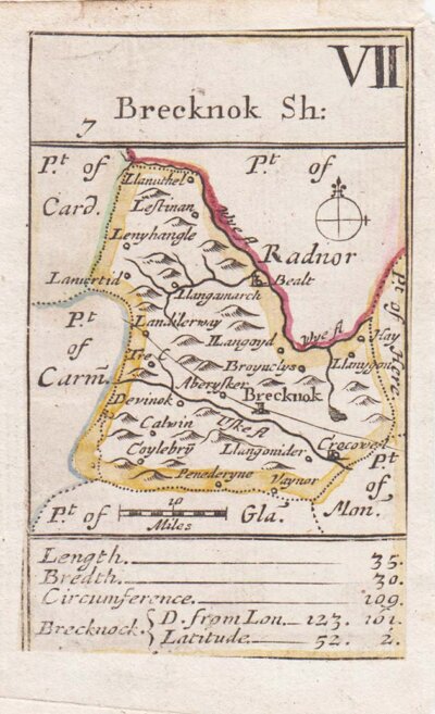 Playing Card map by Robert Morden Breconshire VII