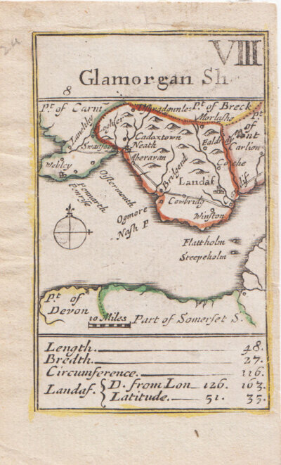 Playing Card Map - Robert Morden  Glamorganshire  VIII