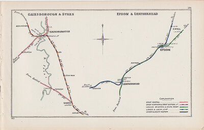 Pre Grouping railway junction around Gainsborough & Sykes and Epson & Leatherhead