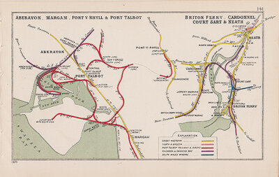 Pre Grouping railway junction around Aberavon Margam Pont y Rhyll & Port Talbot Britton Ferry Cardonnel Court Sart & Neath