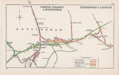 Pre Grouping railway junction around Clifton Colliery & Nottingham and Netherfield & Colwick