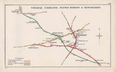 Pre Grouping railway junction around Cheadle Chorlton Heaton Mersey & Northenden