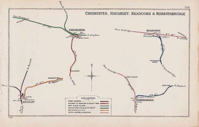 Pre Grouping railway junction around  Chichester Haughley Headcorn & Robertsbridge
