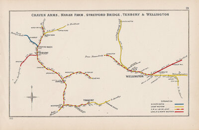 Pre Grouping railway junction around Craven Arms Marsh Farm Stretford Bridge Tenbury & Wellington