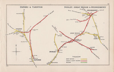 Pre Grouping railway junction around Oxford & Yarnton and Dudley Great Bridge & Wednesbury