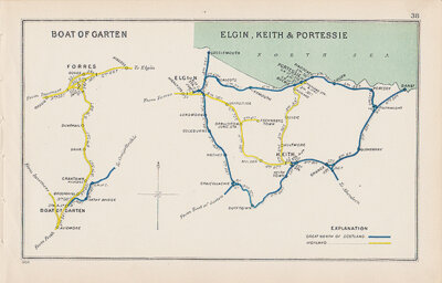 Pre Grouping railway junction around Boat of Garten Elgin Keith & Portessie