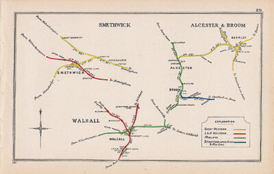 Pre Grouping railway junction around Smethwick Alcester & Broom
