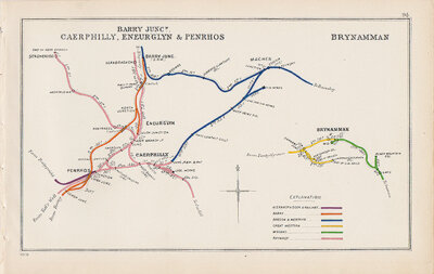 Pre Grouping railway junction around Barry Juncn Caerphilly Eneur Glyn & Penrhos and Brynamman