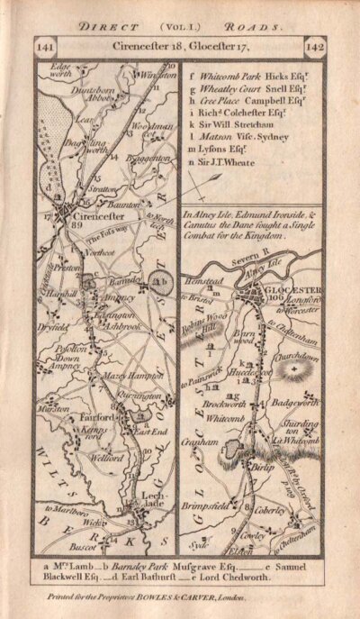 Road from London to Cirencester and to Glocester by Farringdon commencing at Dorchester