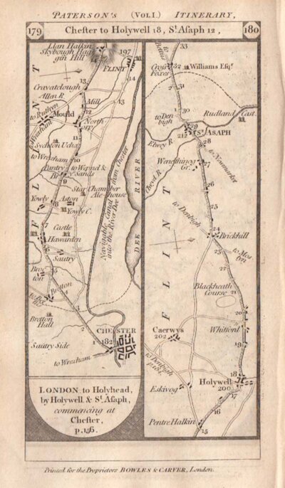 The Road from Chester to Holywell to St Asaph   On the verso is the road from Shrewsbury to Welshpool 