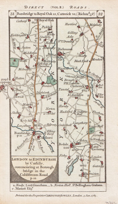 The Road from Borobridge to Royal Oak to Catterick to Richmond 