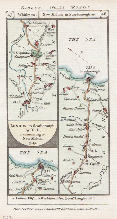 The Road from London to Scarborough by York commencing at New Malton