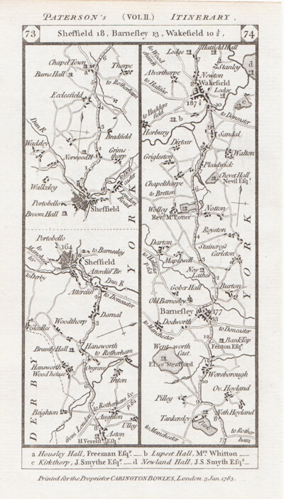 Road from Sheffield to Barnsley and to Wakefield