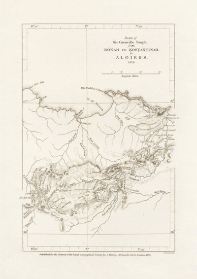 Route of Sir Grenville Temple from Bnah to Kostantinah in Algiers 1838